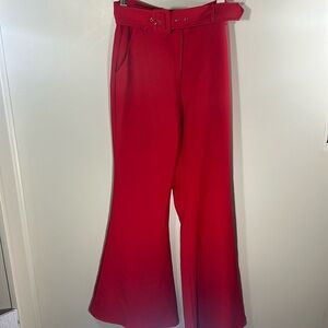 Sugarlips Bright Red bell bottom trouser pants with matching belt size small